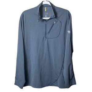 Mountain Hardwear Mens Sz Lrg Gray Blue Half Zip Pullover Running Hiking Sweater